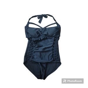 Ashley Graham Swimsuits For All Black One Piece Swimsuit. Size 10.